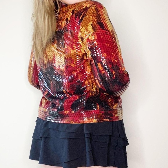 fabulous disco style floral button up top size 2x - Picture 4 of 4